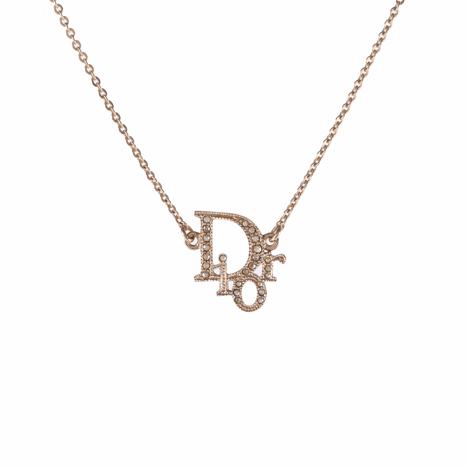 99新 DIOR/迪奥 【lu】 合金 迪奥 Dior 金色 满钻项链P225071458