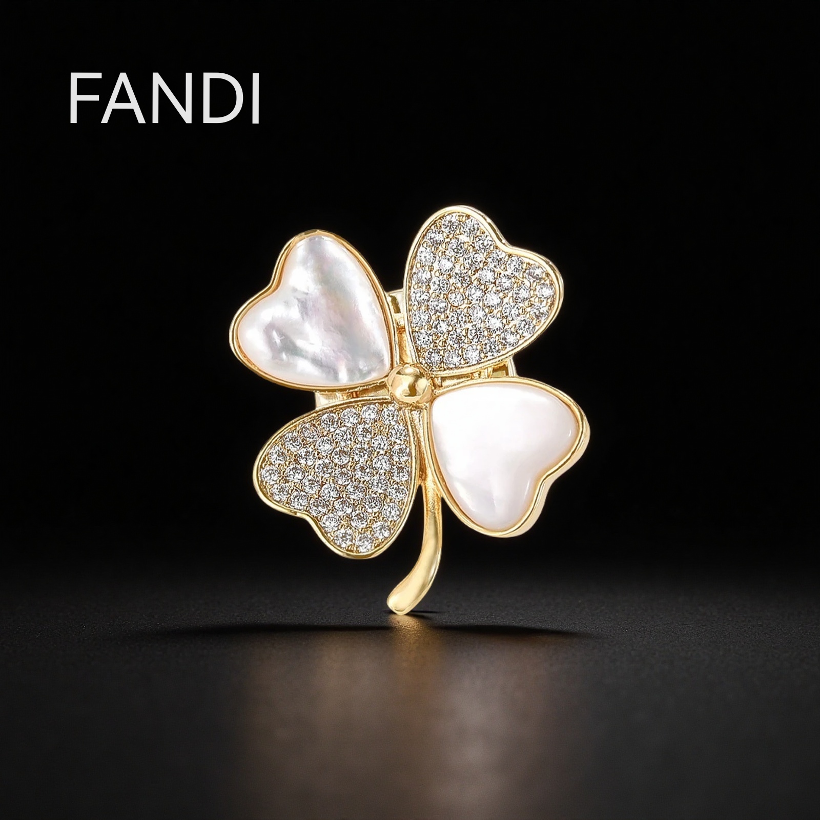 铜合金贝壳胸针 30215小清新轻奢百搭四叶草胸针高档胸花磁吸款