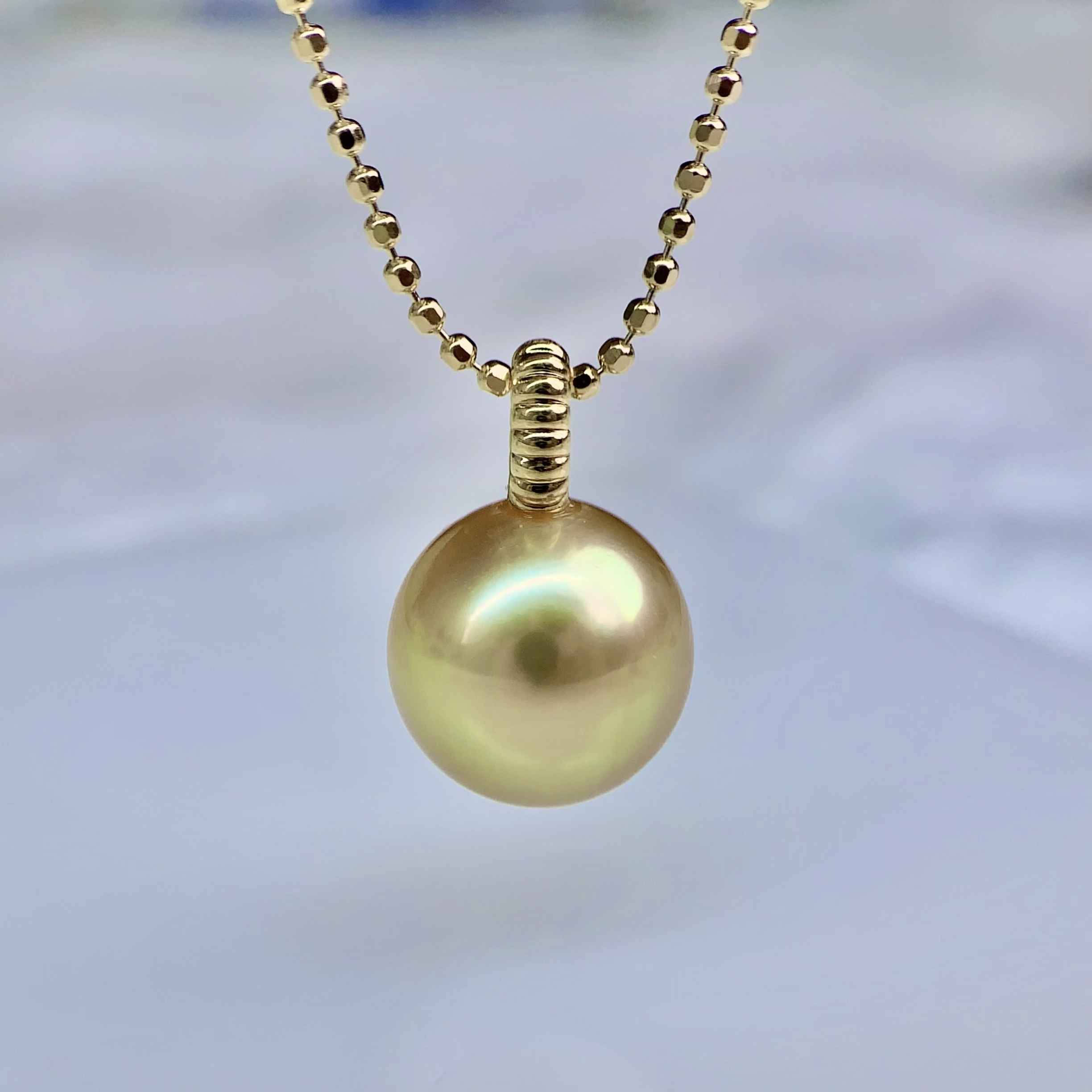 18K金海水金珠吊坠12-13MM X1314