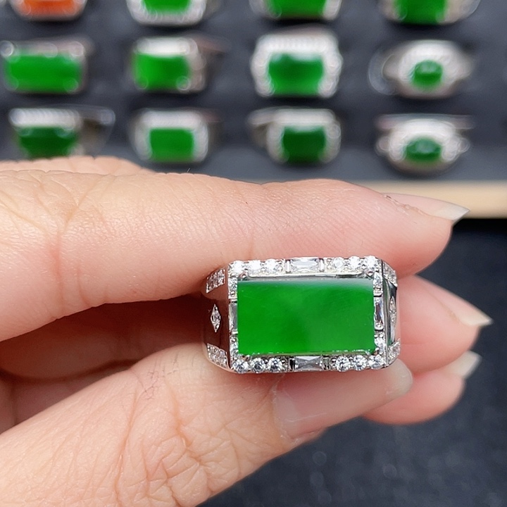 翡翠戒指银S925镶嵌包邮没有运费险编号2894