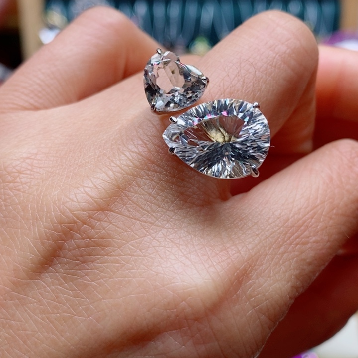 银S925镶嵌戒指水晶天然水晶戒指