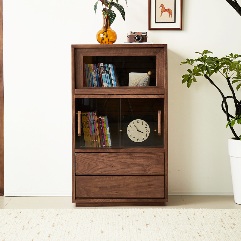 臻致美北美黑胡桃木展物边柜电视柜边柜书柜储藏柜