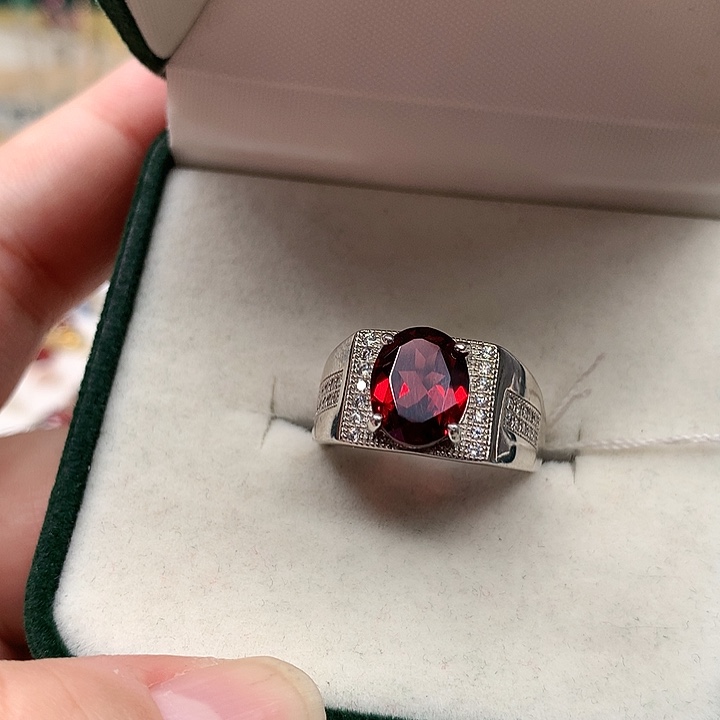 戒指银S925镶嵌石榴石