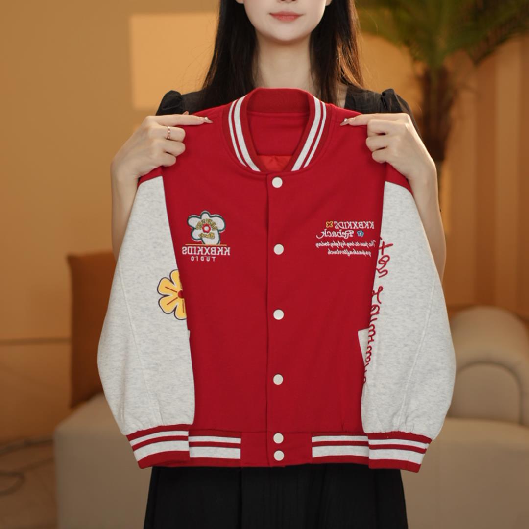 女童2025秋棒球服拼色长袖时尚外套测21