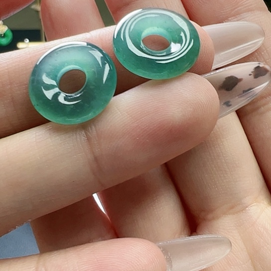 翡翠耳饰未镶嵌天然缅甸A货翡翠