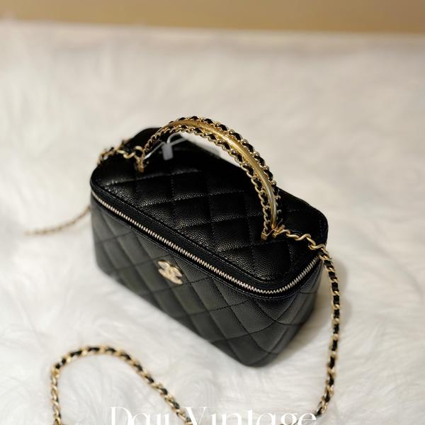 99新 Chanel/香奈儿 大吉中古/sh/香奈儿黑金24A手柄长盒子斜挎包