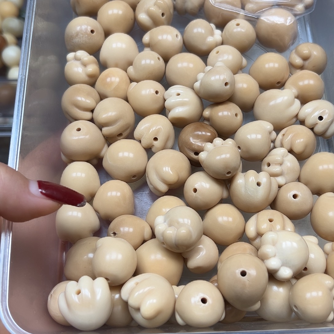 手串菩提根/象牙果瑕疵茶色猫爪69颗有裂