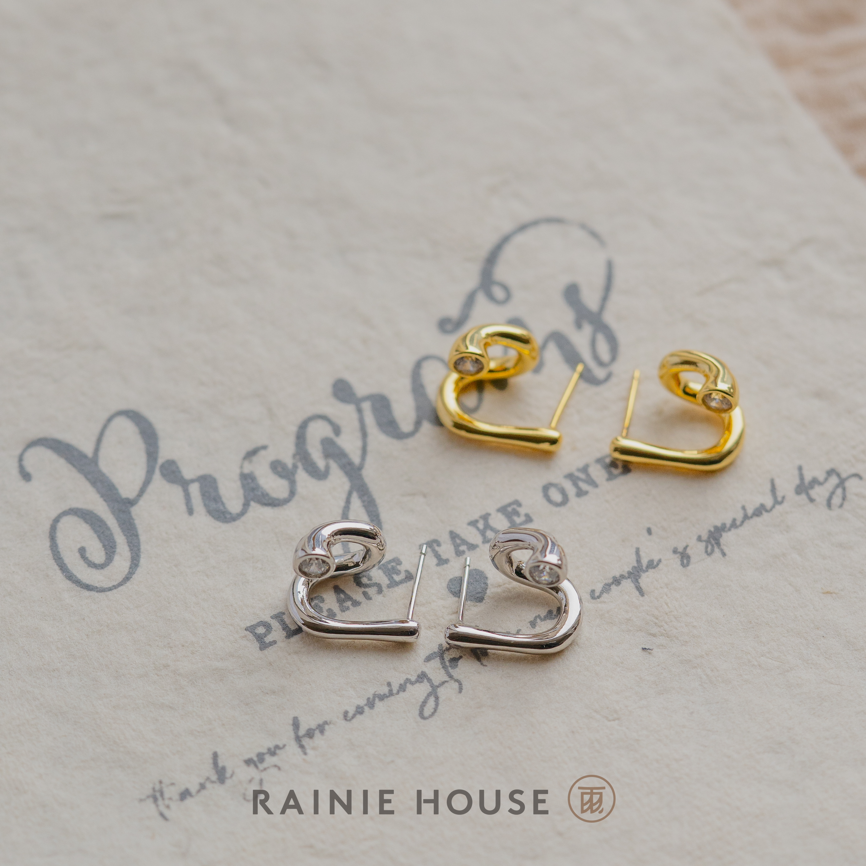 铜合金耳饰 韩系曲线亮面回形耳钉 气质时尚百搭