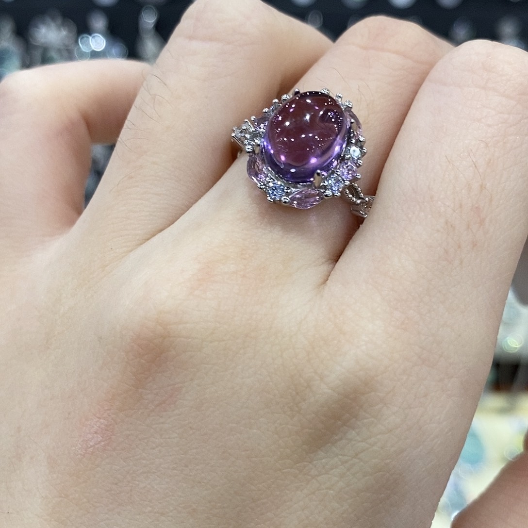 紫晶银S925镶嵌戒指