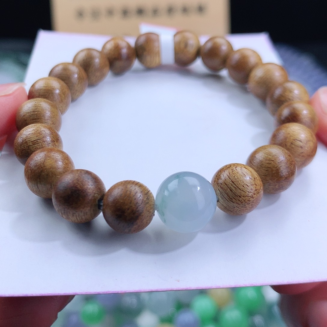 未镶嵌翡翠手链福利单珠冰种冰胶卡10mm