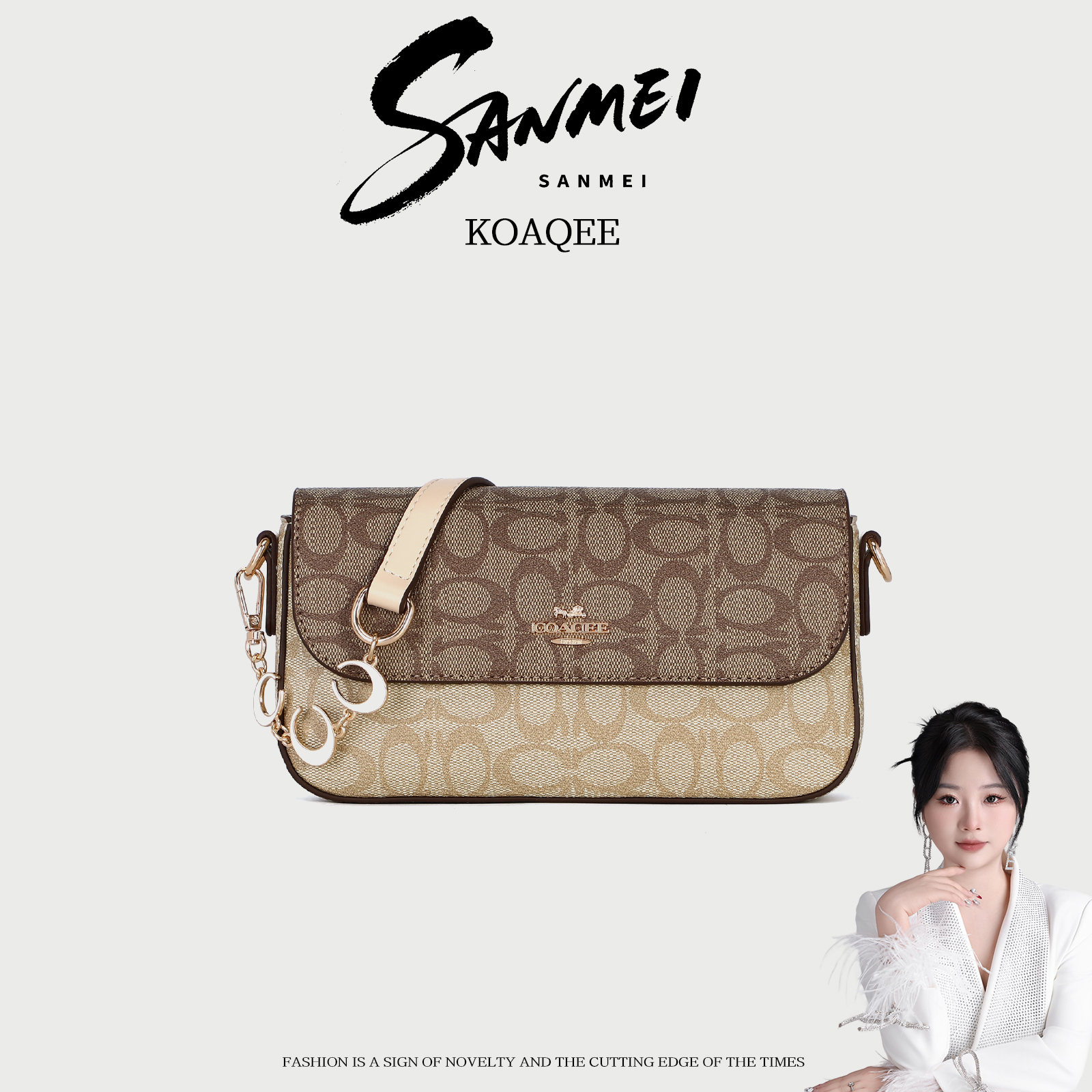 【三妹设计师款】新款时尚百搭手提单肩包K8006香槟金