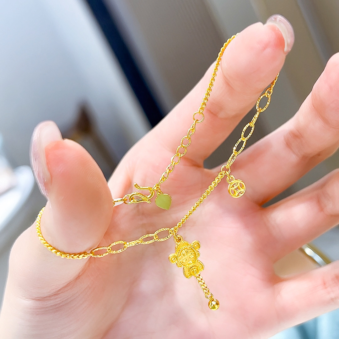 精品足金999欢喜小財财手链00720