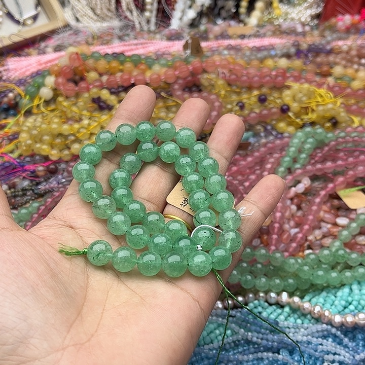 玛瑙/玉髓珠宝半成品未镶嵌一条10mm绿草莓