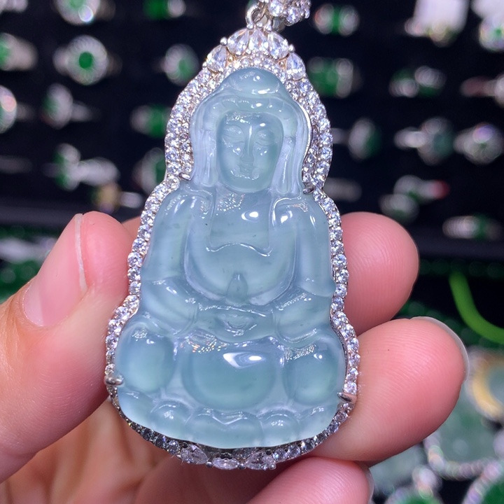 【闪购商品】翡翠颈饰银S925镶嵌天然翡翠
