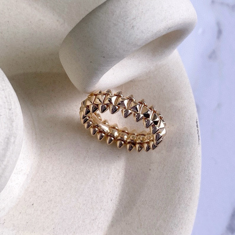 99新 Cartier/卡地亚 玫瑰金窄版铆钉戒指