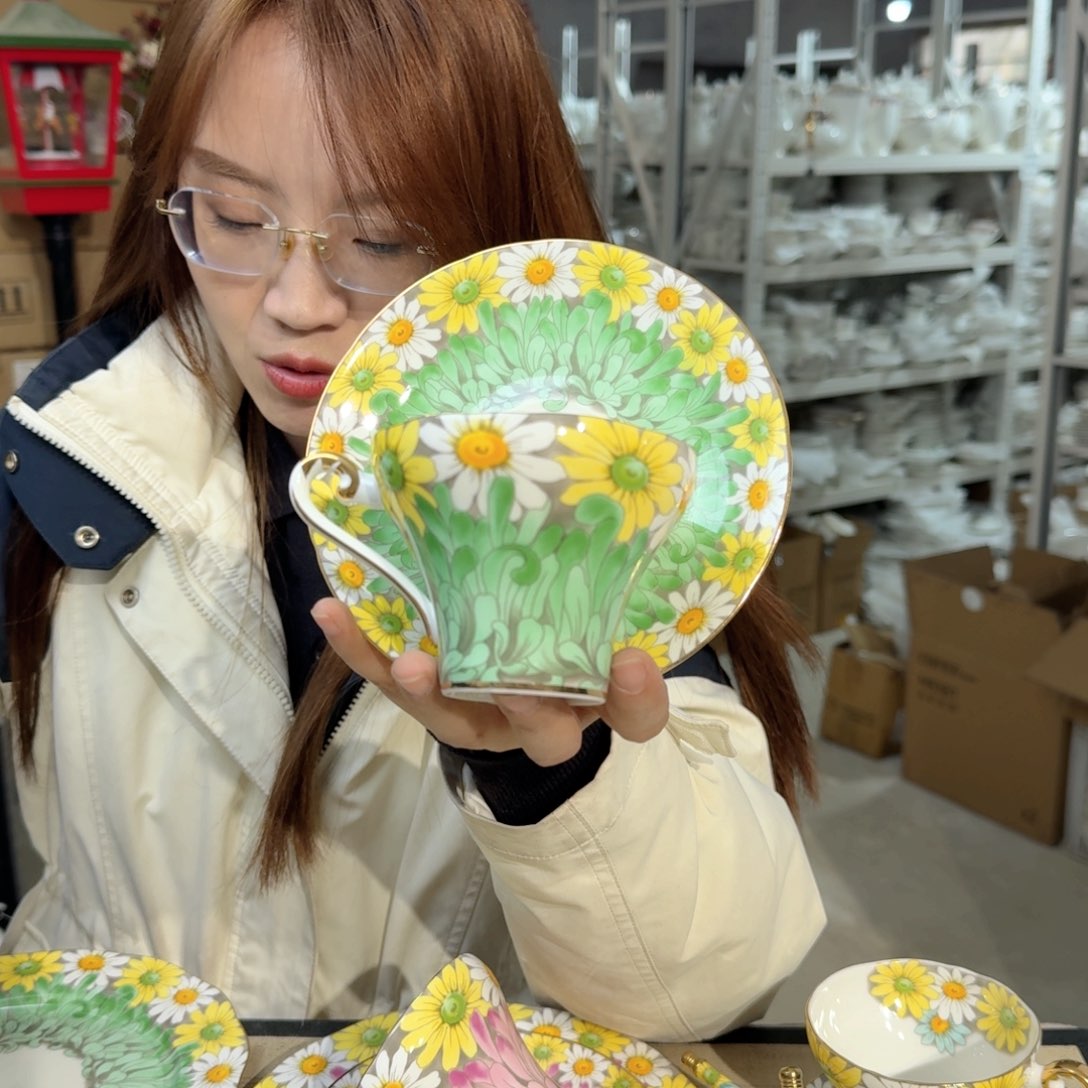 安家220ml咖啡杯碟一套绿色