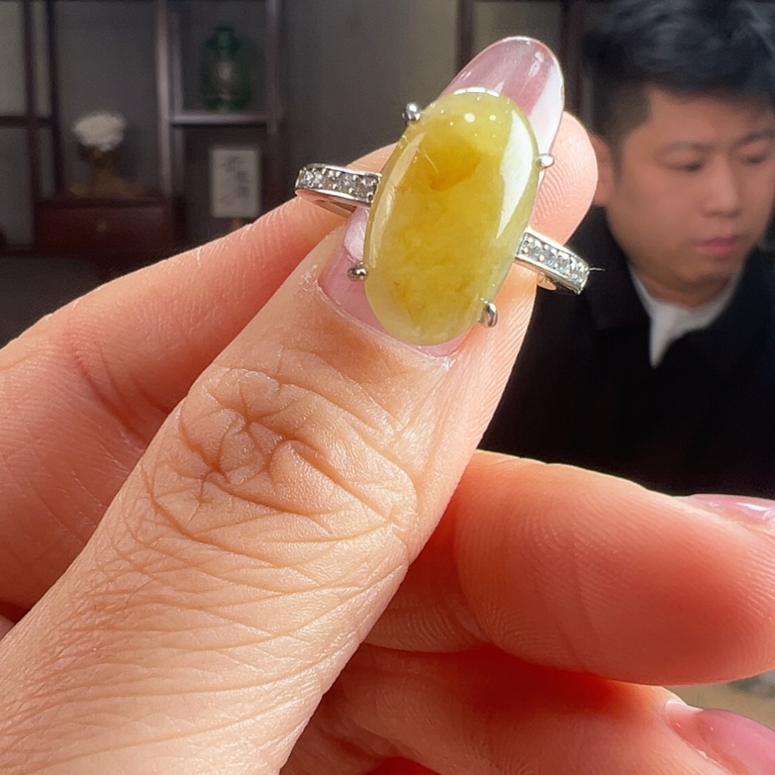 翡翠银S925镶嵌戒指戒指55