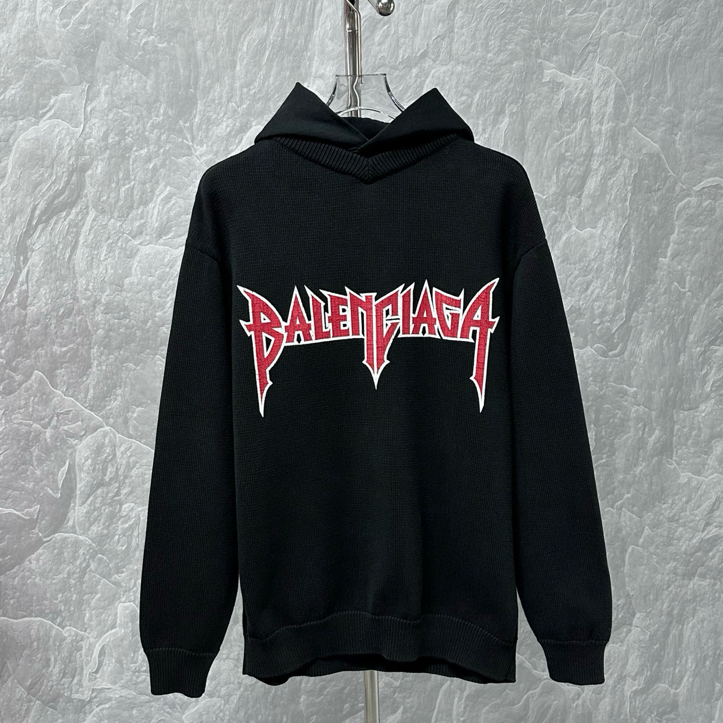 未使用 Balenciaga/巴黎世家 裂纹印花针织连帽卫衣S码A00054