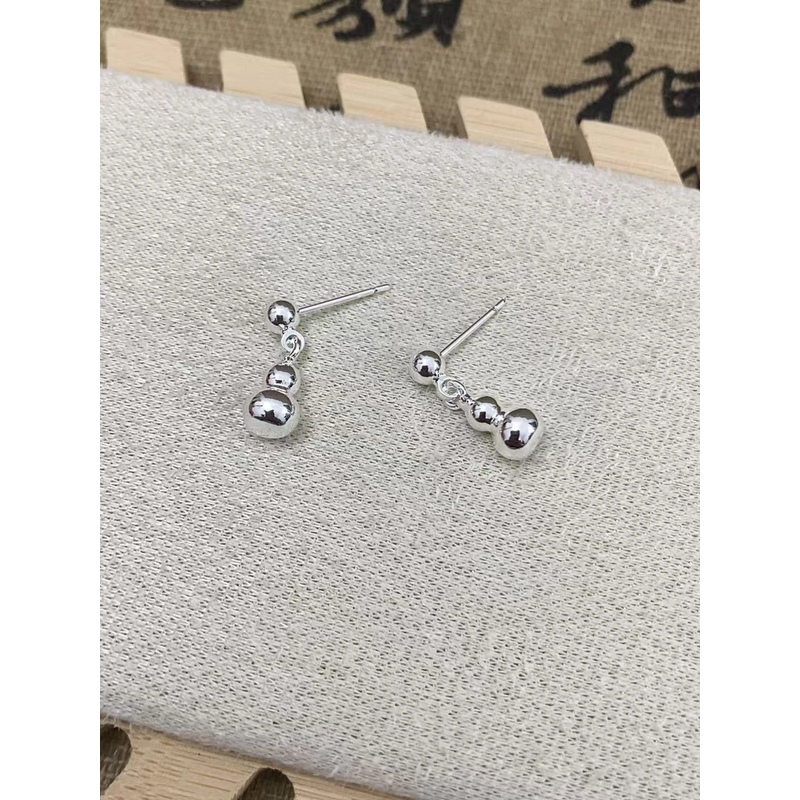 足银耳饰 实心葫芦新中式小众设计耳坠