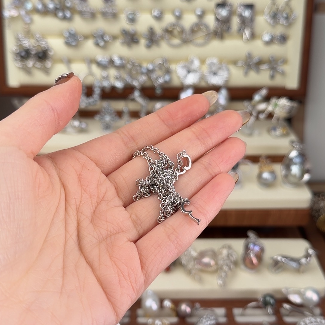 非金属双扣头纯银链子