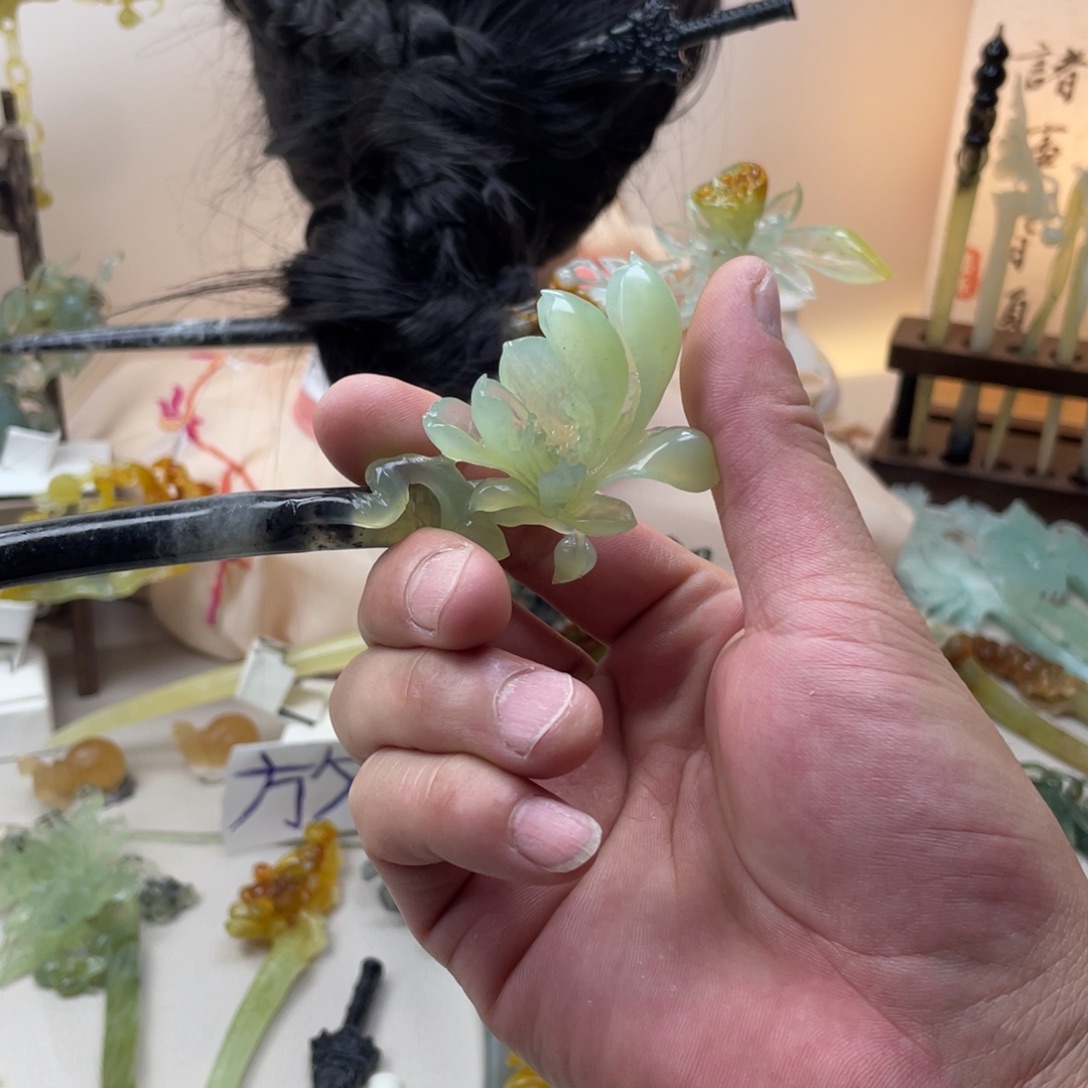 蛇纹石玉合金发饰发簪