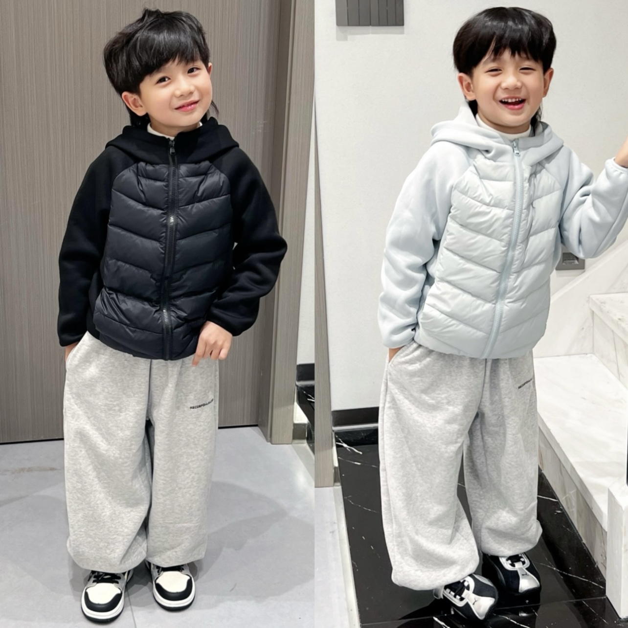 轩轩家秋冬季男女儿童小孩连帽羽绒服外套中大童保暖上短款外套
