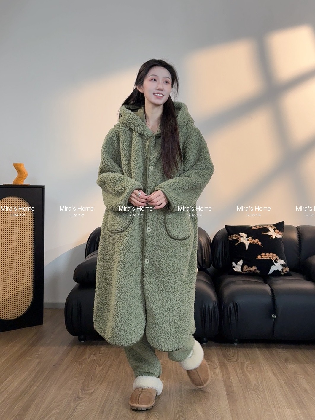 【暖冬系列双面绒连帽套装】2024年新款保暖连帽家居服睡衣套装