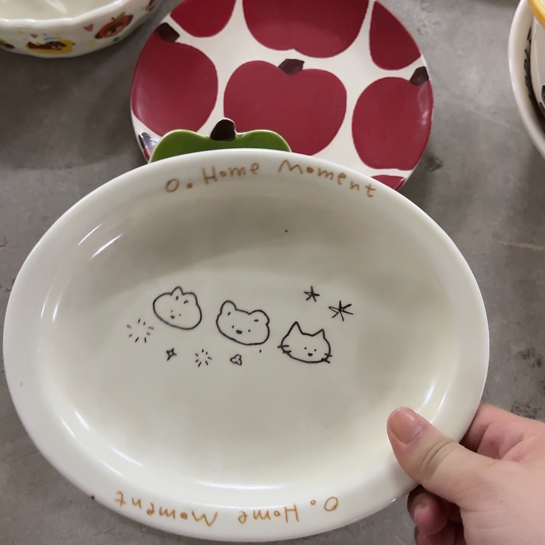 搪瓷微瑕三个线条椭圆盘