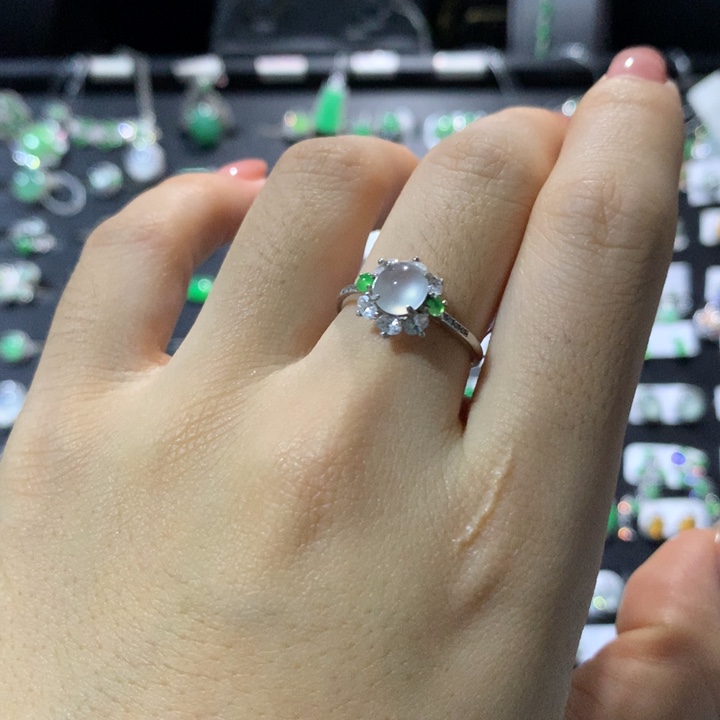 翡翠银S925镶嵌戒指