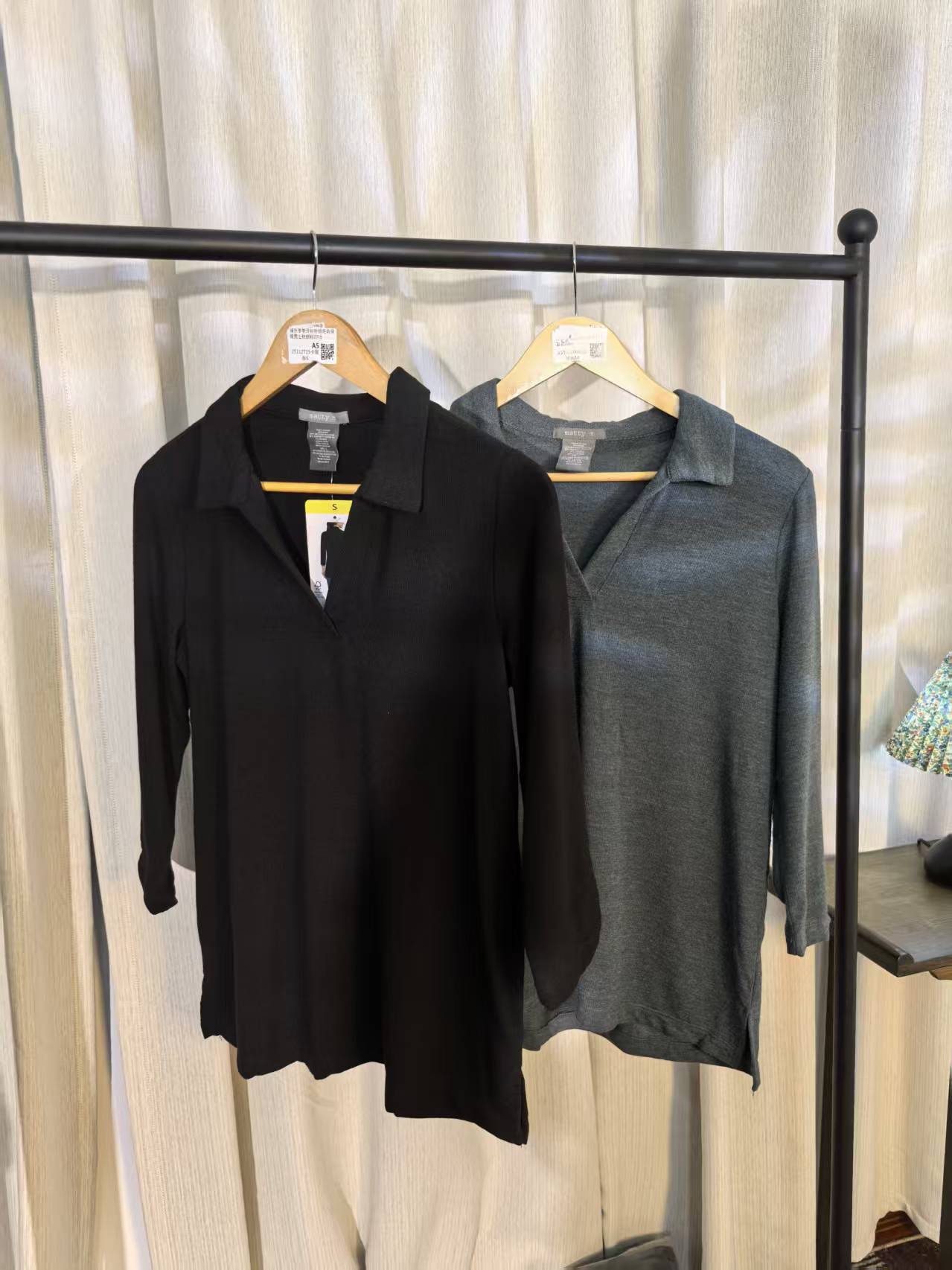 打底衫透气T恤POLO领半开领常规款女士针织1205