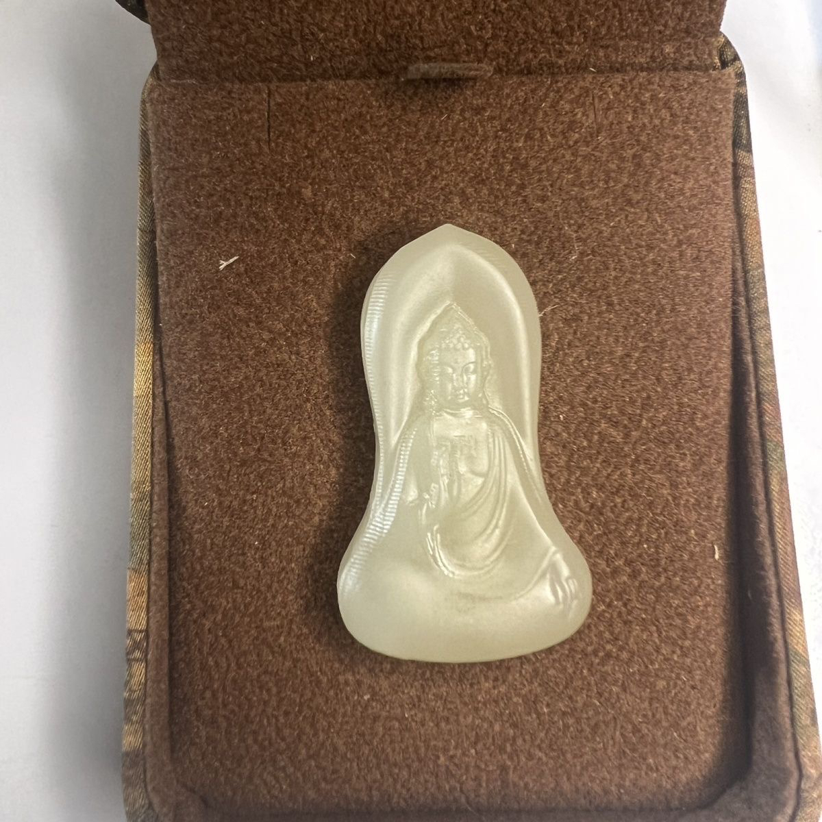 天然和田玉观音吊坠挂件男女通用手工雕刻配绳配礼盒