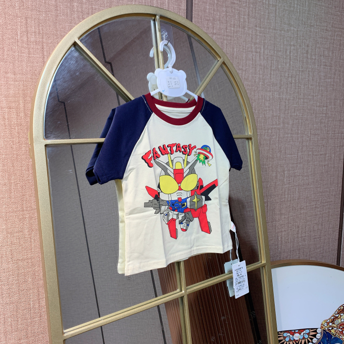 AC353   宝宝杏色卡通纯棉短袖T恤