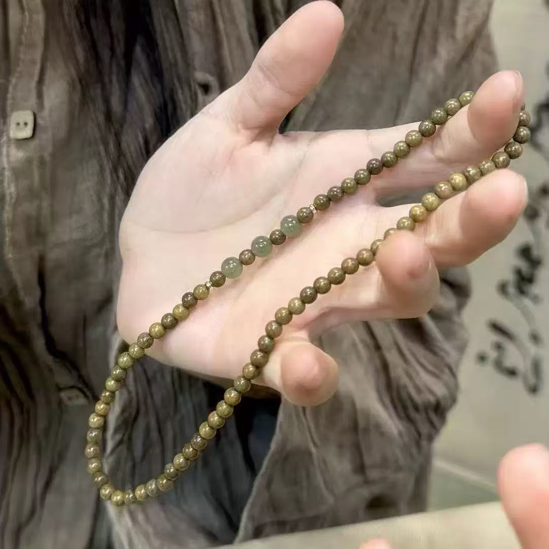 非金属木质手链 双层叠戴木珠手链小众设计感新中式情侣