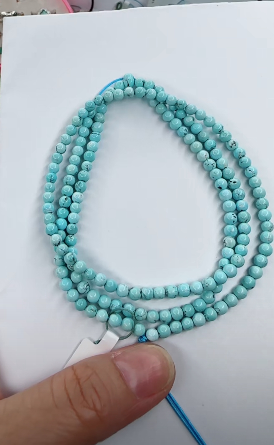 天然原矿绿松石米珠链