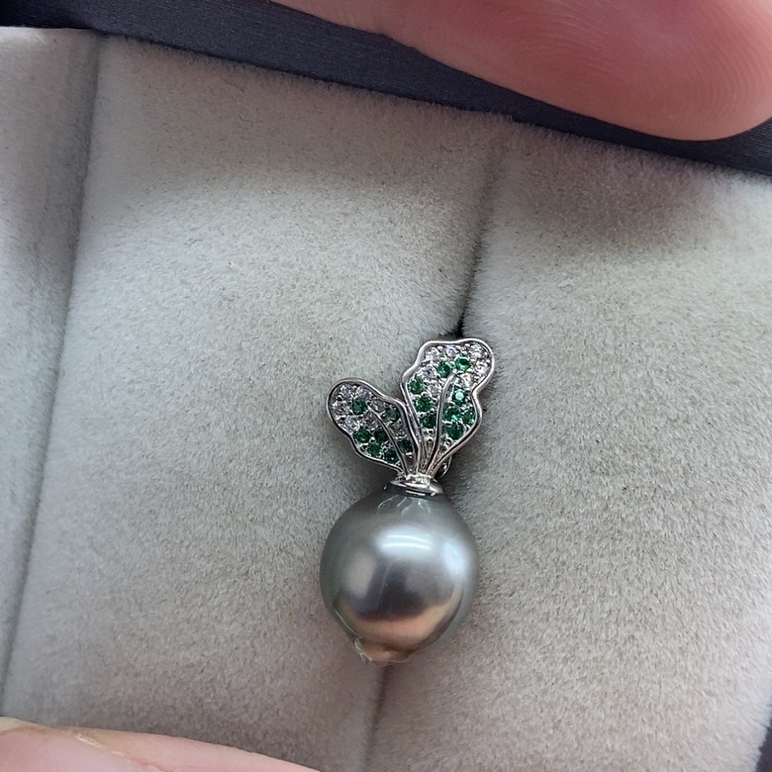 吊坠(不含链)银S925镶嵌海水珍珠