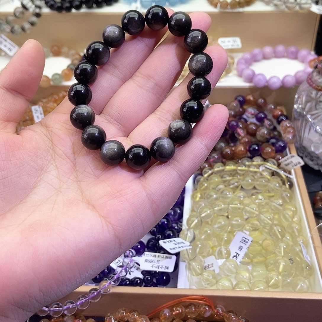 水晶手链未镶嵌银曜石12