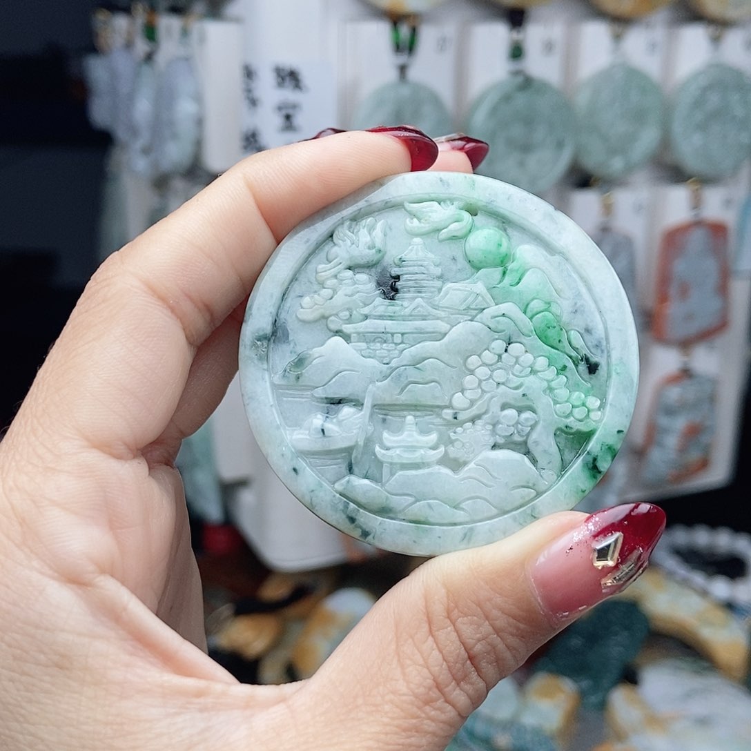 翡翠颈饰14K金镶嵌翡翠