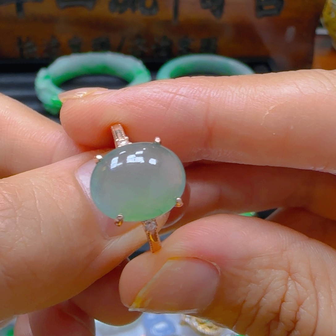 翡翠戒指银S925镶嵌翡翠75