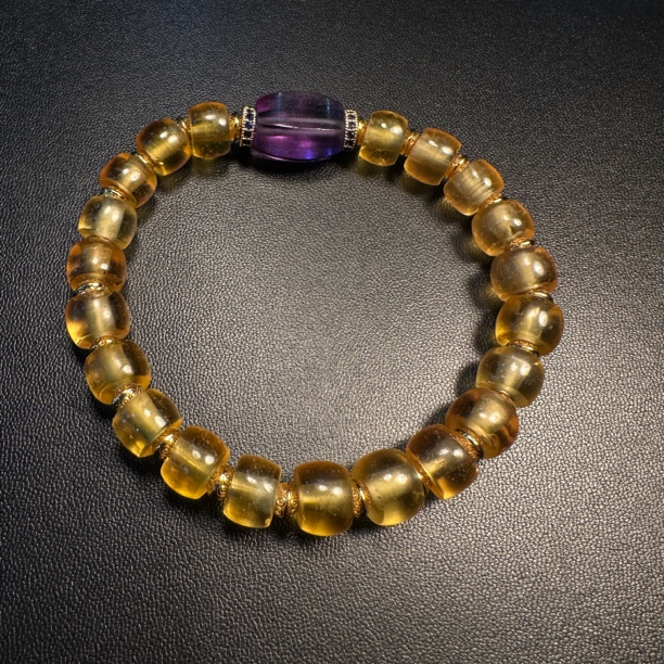 19世纪黄水晶手 串(主珠紫晶)/333-786