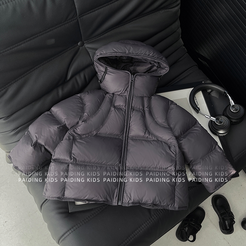 【向子妈】25冬装男童韩版时尚纯色休闲厚款保暖连帽棉服HCXZ4790