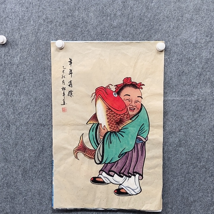国画四尺三开人物一副