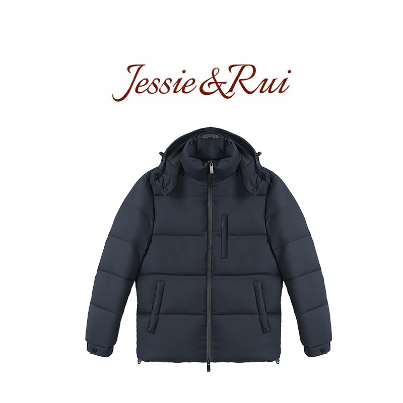 JESSIE睿 杰N亚钻石鹅绒服极寒男士保暖连帽款帽子可拆卸