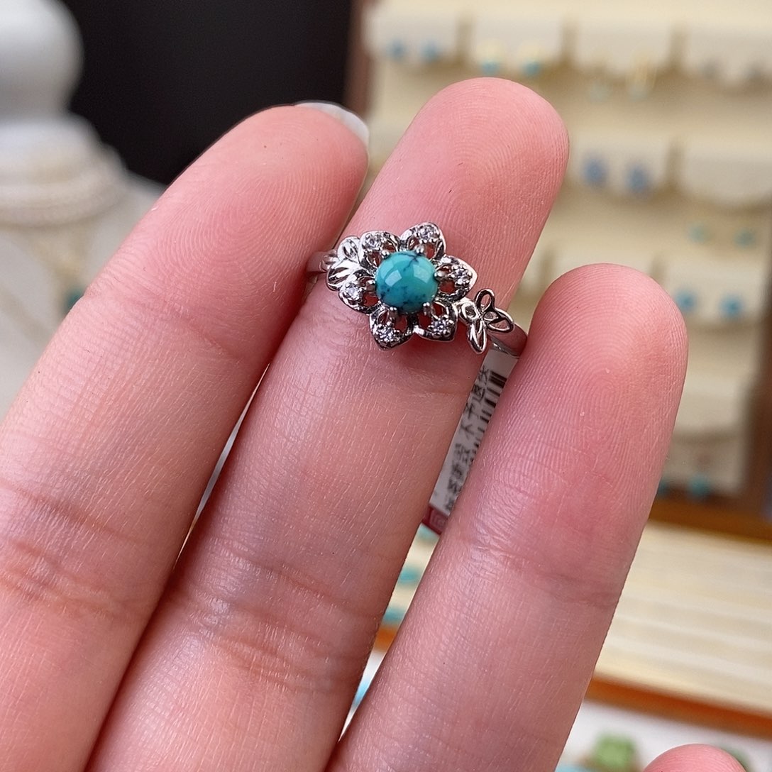 绿松石戒指银S925镶嵌