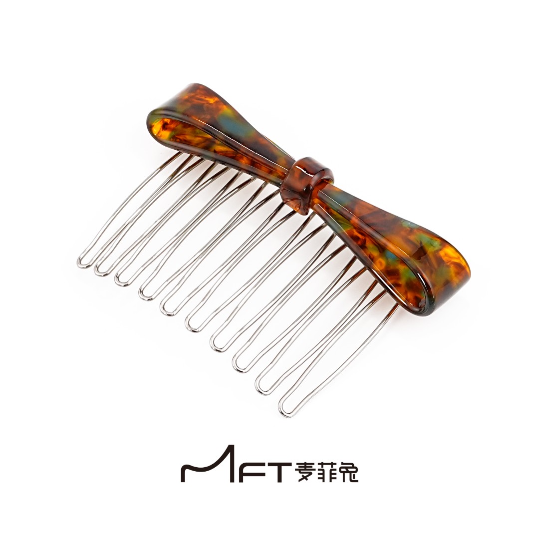 蝴蝶结发梳倒插醋酸蝴蝶结刘海发夹网红新款防滑洋气碎发侧边夹