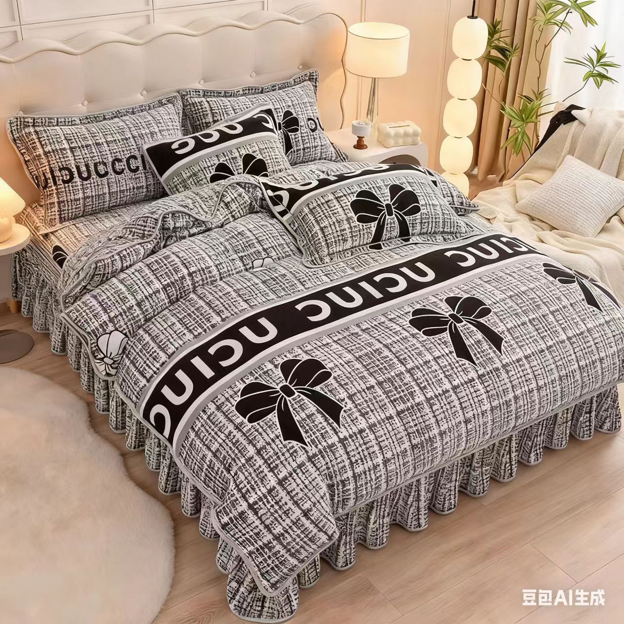 高克重印花牛奶绒四件套加厚双面加绒家用180x200床上四件套