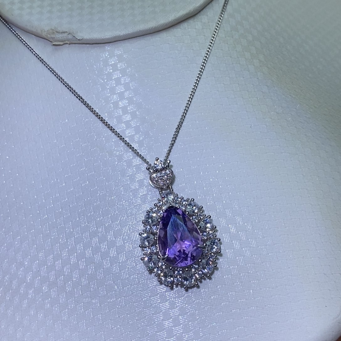 紫晶吊坠(赠链)银S925镶嵌