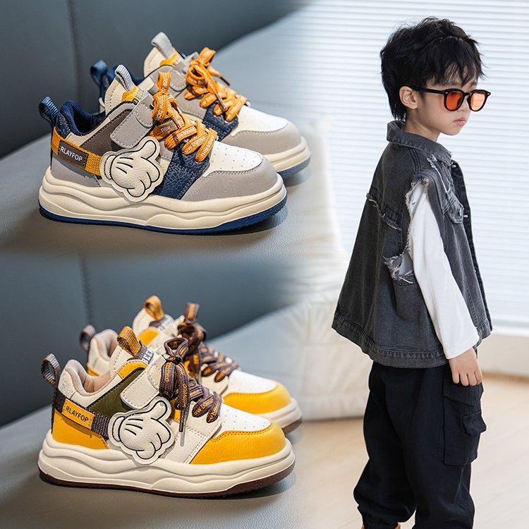 男童板鞋2025新款儿童透气运动鞋防滑男孩软底小白鞋中大童女童鞋