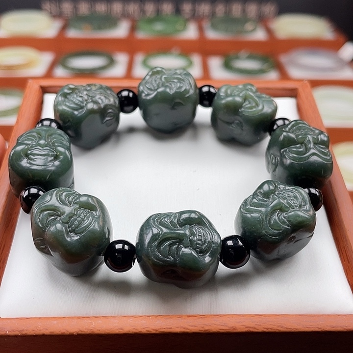 和田玉手链未镶嵌沙枣青