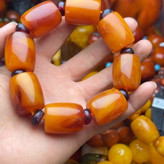 琥珀（花珀）手串未镶嵌蜜蜡