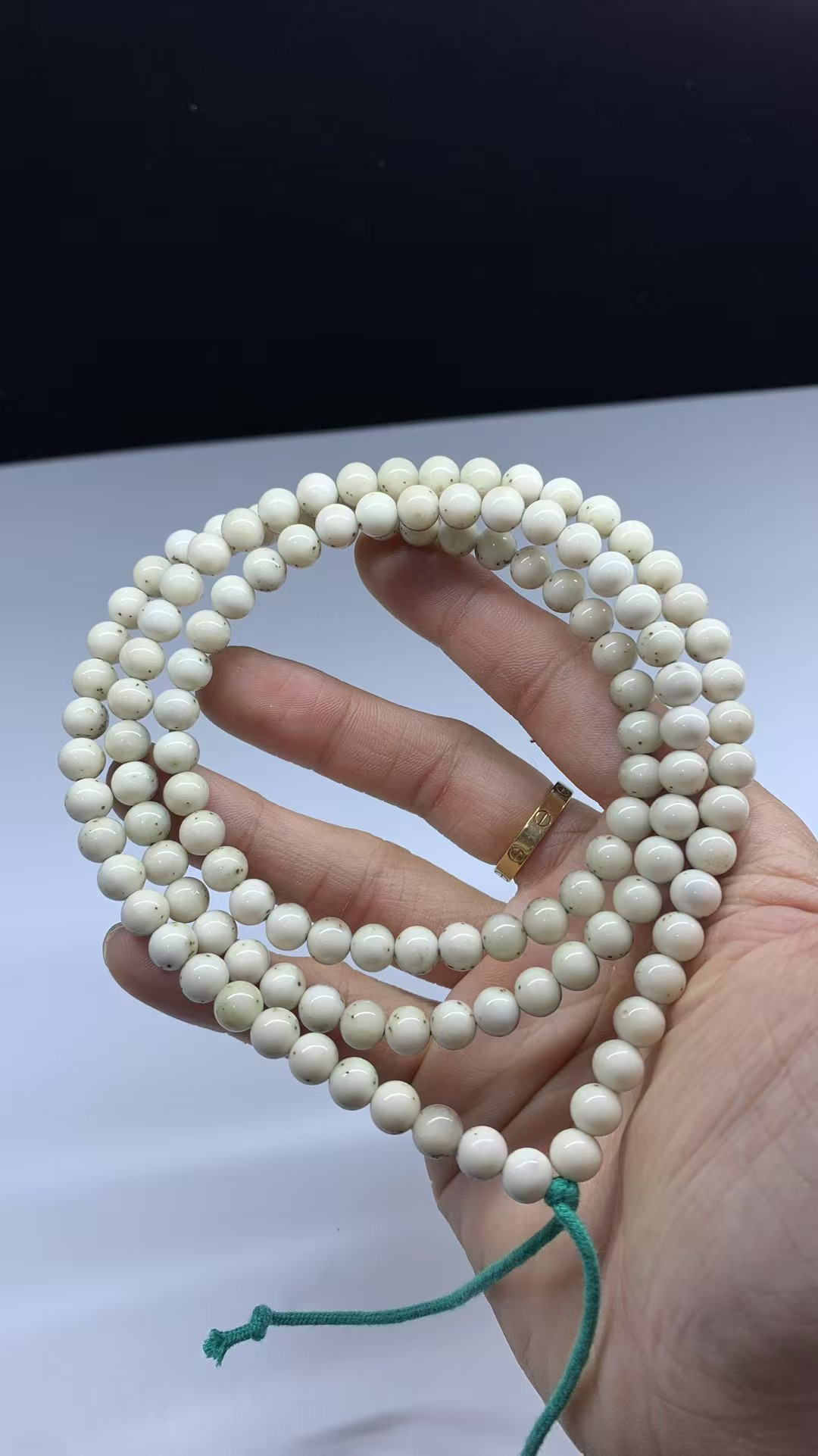 【会珠】高货7mm圆珠108三分之二大留白糯润瓷白灰背脖挂星月菩提
